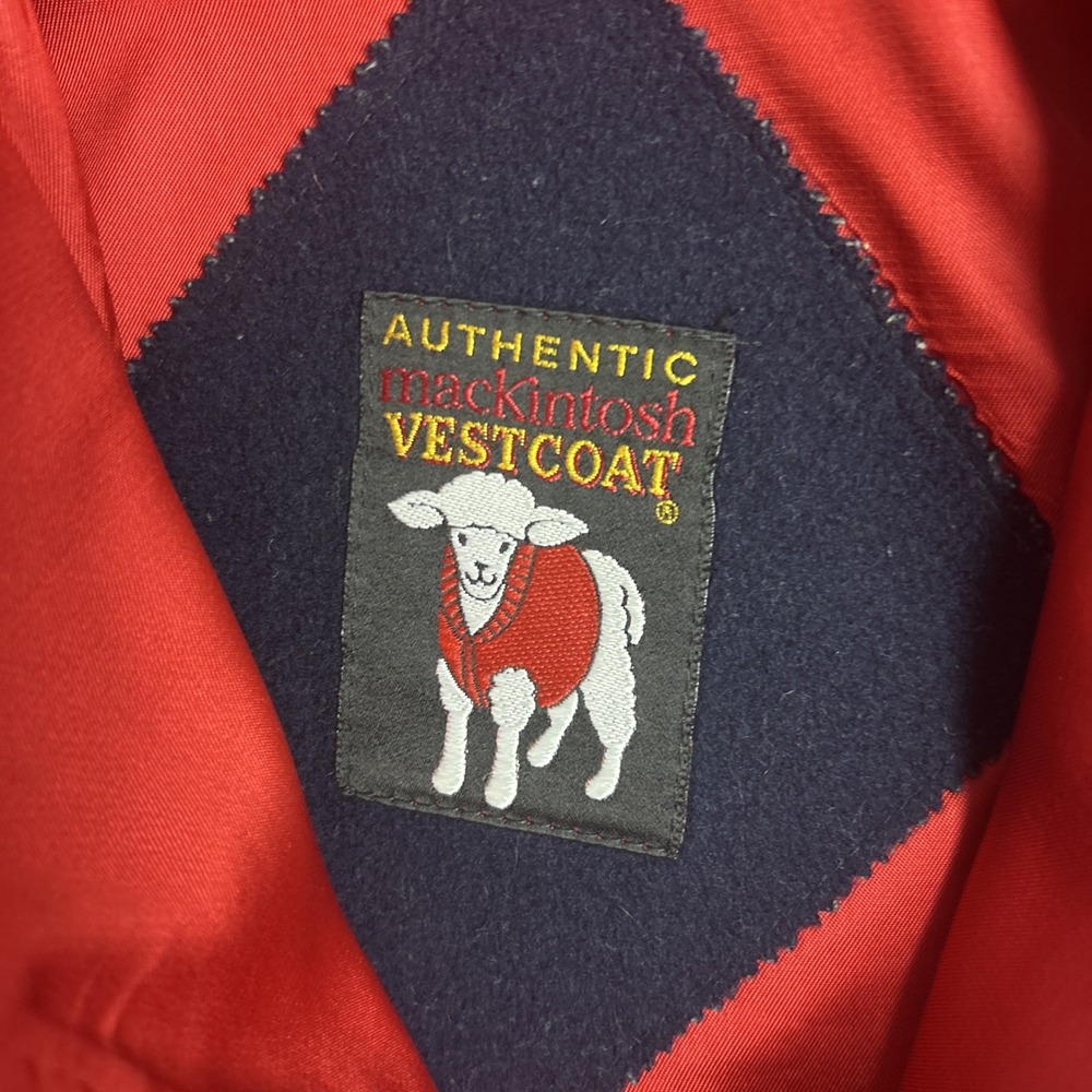VTG Authentic Mackintosh Vestcoat Wool Size 8 Navy Wool‎ Button Up Hooded Coat - Picture 9 of 9